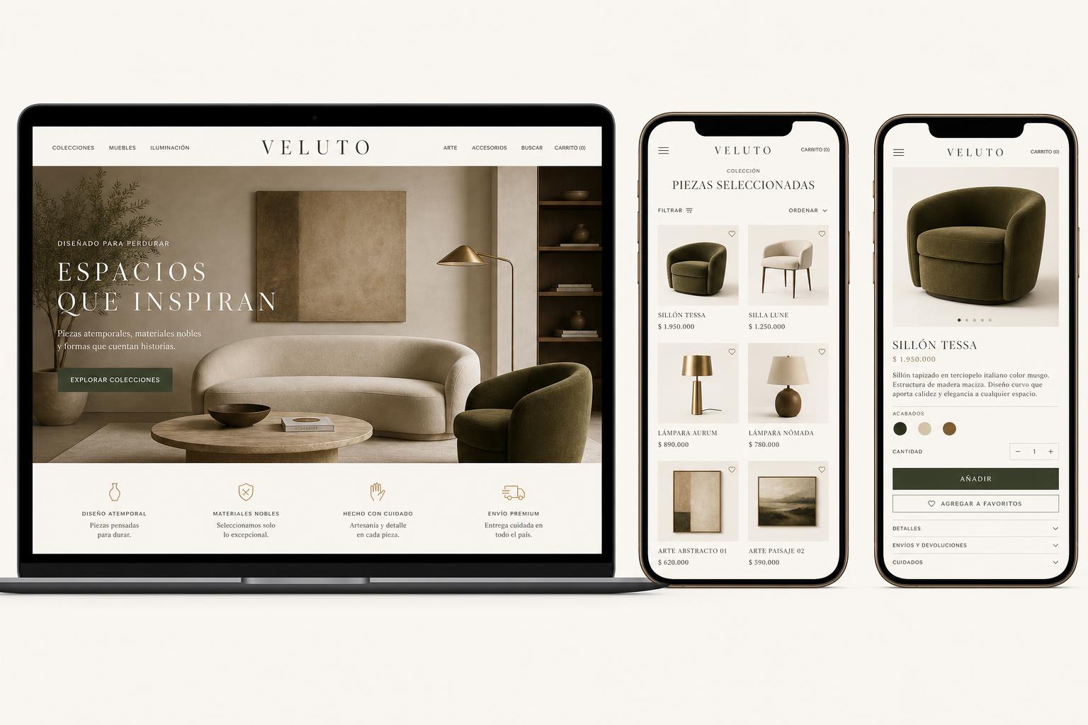 Veluto ecommerce — Ecommerce — UX/UI · Fotografía · Project Management